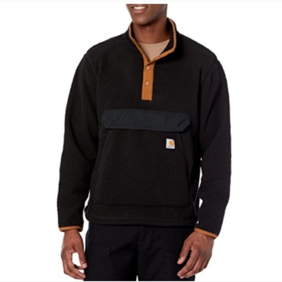 Carhartt Other - CARHARTT Mens Relaxed Fit Fleece Snap Front Pullover Jacket Black Size L